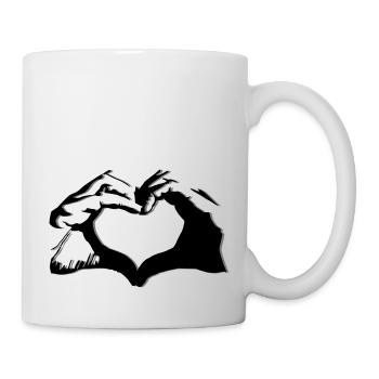 Hands shape heart - warm design - Mug - white - Right