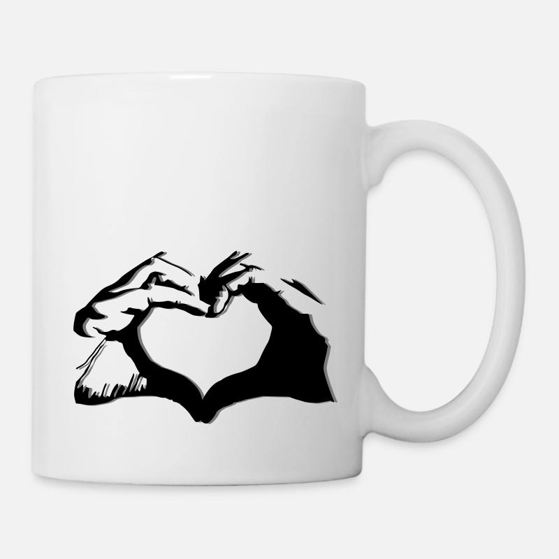 Hände formen Herz - herzliches Design - Tasse - Weiß