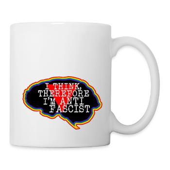 Brain. I think, therefore I'm an Anti-Fascist - Mug - white - Right