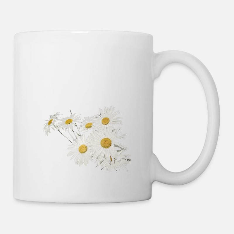 Hintergrund mit Gänseblümchenblumen - Tasse - Weiß