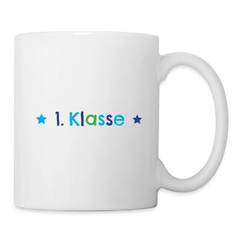 Schulanfang Erste Klasse Blau Grün - Tasse - Weiß - Rechts