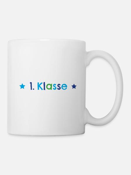 Schulanfang Erste Klasse Blau Grün - Tasse - Weiß