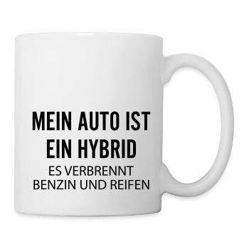 Mein Auto ist ein Hybrid es verbrennt Benzin Tuner - Tasse - Weiß - Rechts
