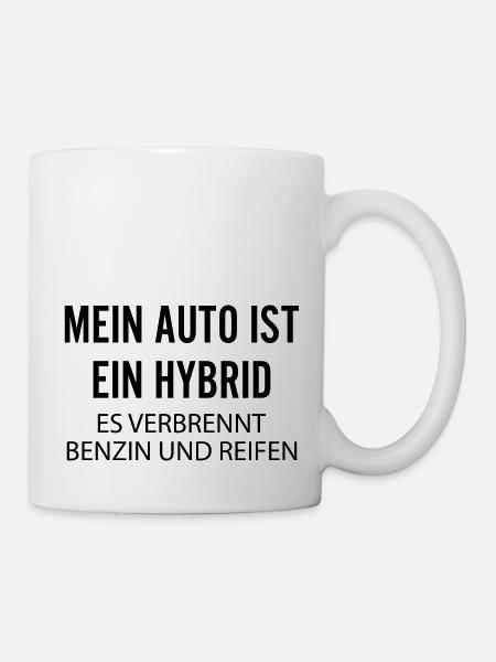 Mein Auto ist ein Hybrid es verbrennt Benzin Tuner - Tasse - Weiß
