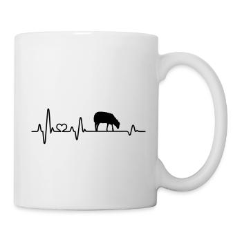 Schaf Herzschlag Schäfer Geschenkidee liebe Schafe - Tasse - Weiß - Rechts