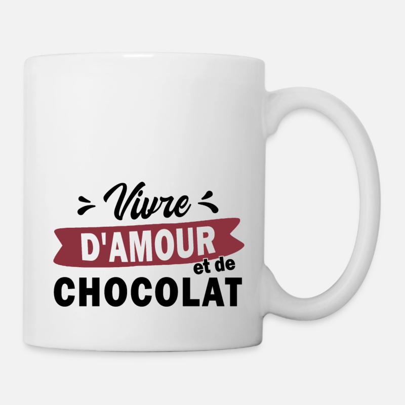 vivre d'amour et de chocolat - Mug blanc - blanc
