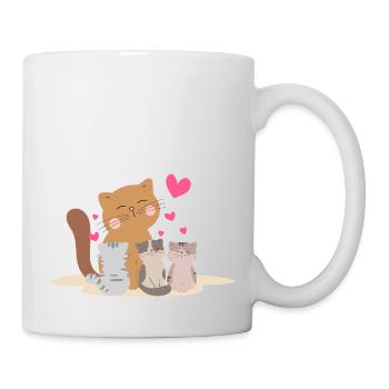 Chat de mère avec ses chatons avec tant d’amour ! - Mug blanc - blanc - Droite