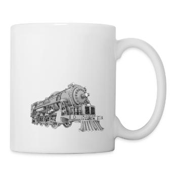 Lokomotive, Dampflokomotive, Eisenbahn, Zug - Tasse - Weiß - Rechts