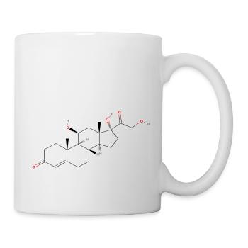 Cortisol Molekül - Farbige Strukturformel - Tasse - Weiß - Rechts