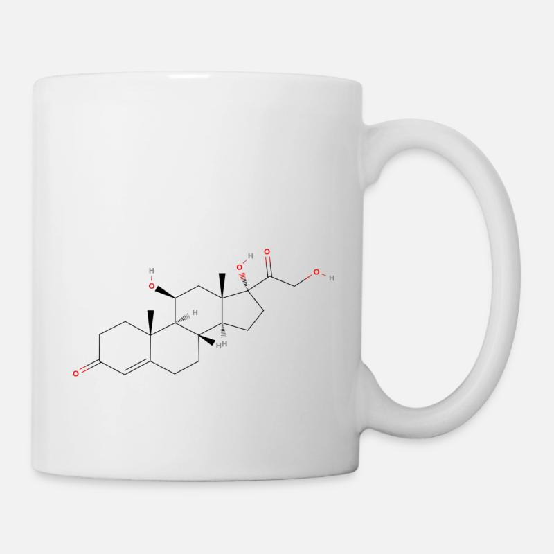 Cortisol Molecule - Farget strukturell formel - Kopp - hvit