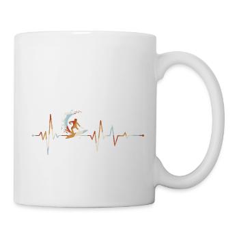 Surfeur vague retro battement de cœur - Mug blanc - blanc - Droite
