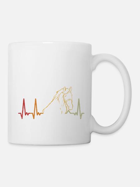 Retro Pferdekopf Herzschlag Pferd Vintage Reiten - Tasse - Weiß