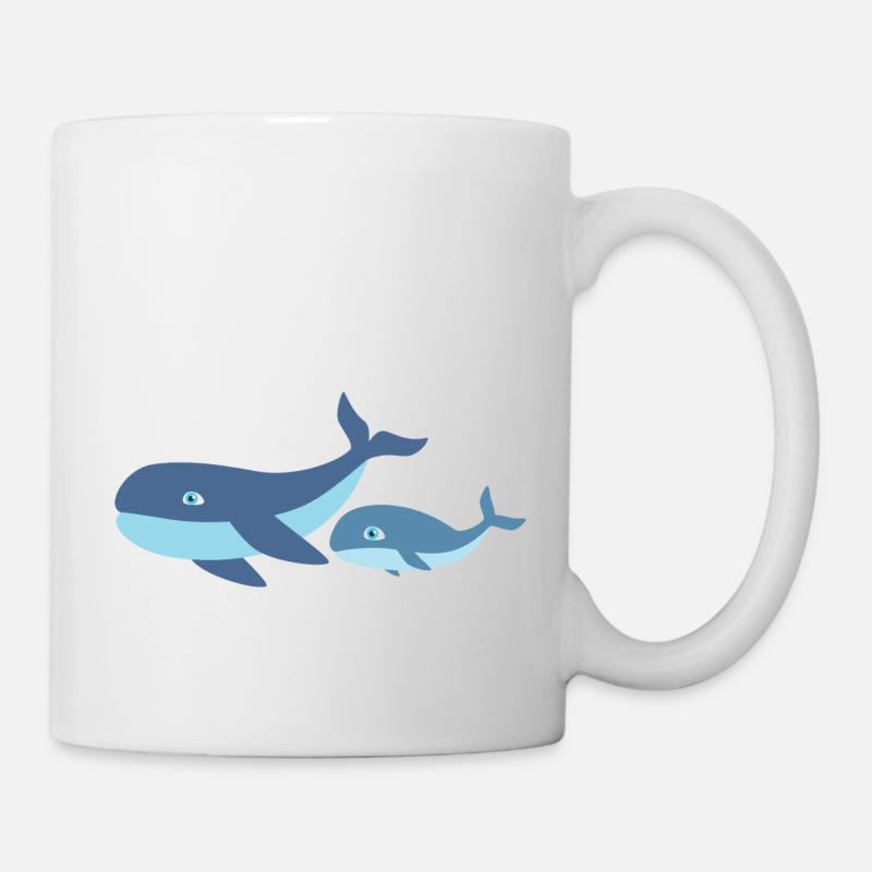 Mutter Wal mit Kind Wal - Tasse - Weiß