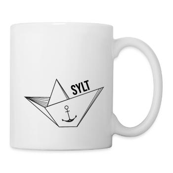 Paper ship with anchor sea vacation saying Sylt - Mug - white - Right