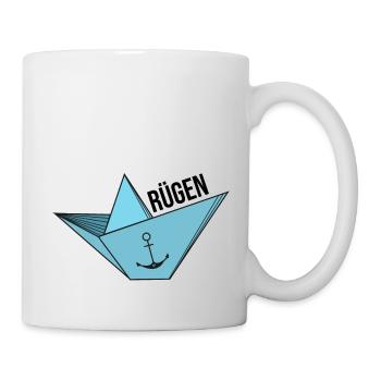 Paper ship with anchor sea vacation saying Rügen - Mug - white - Right