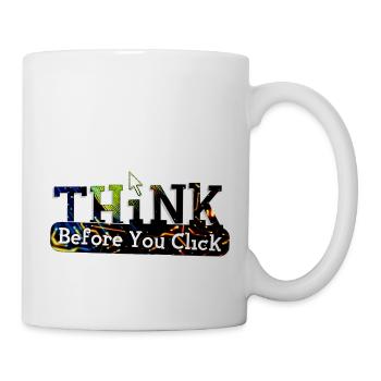 Think before computer hacking hacker - Mug - white - Right