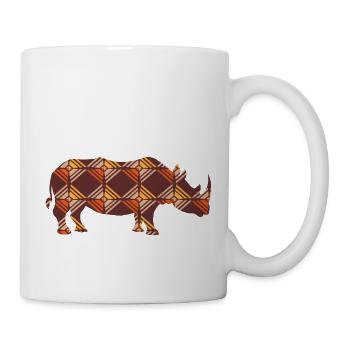Nashorn abstrakt Afrika Muster Tiere Tier Safari - Tasse - Weiß - Rechts