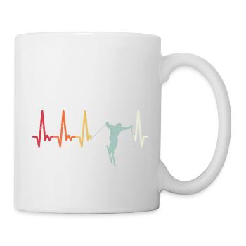 Retro Skifahrer Herzschlag Ski Rhythmus Skifahren - Tasse - Weiß - Rechts