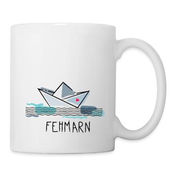 Bateau en papier avec coeur Fehmarn Vacances à la mer - Mug blanc - blanc - Droite