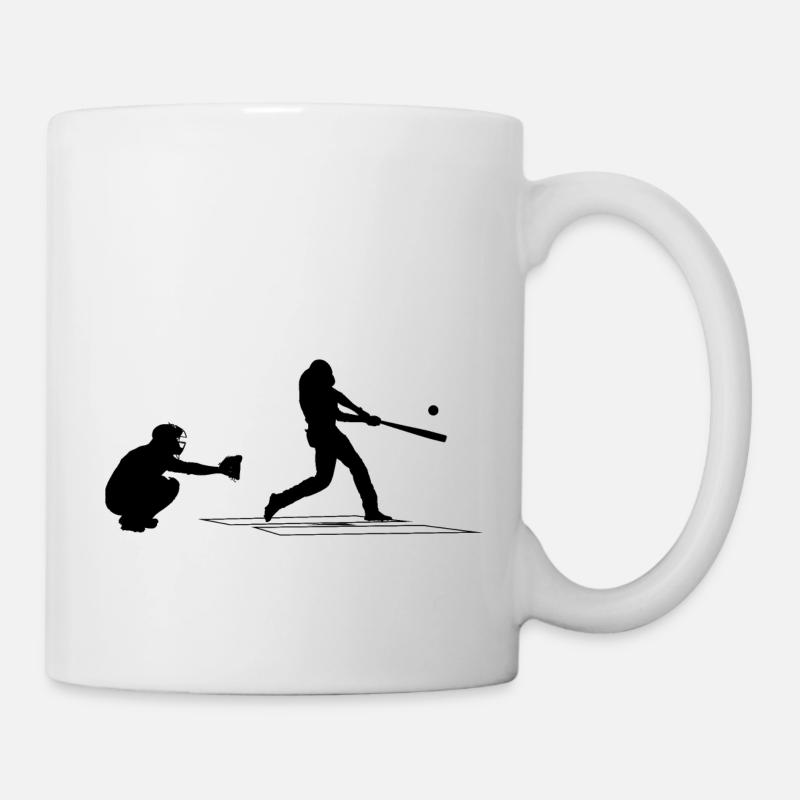 Baseball catcher, batter and umpire baseball game - Mug blanc - blanc