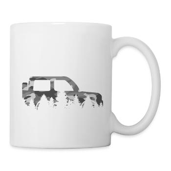 Geländewagen im Wald mit Camouflage - Tasse - Weiß - Rechts