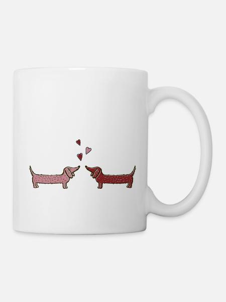 Funny Dachshund Dogs in love.. Dachshund Love - Mug - white