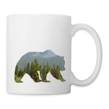 Bear in the mountainous forest Silhouette - Mug - white - Right