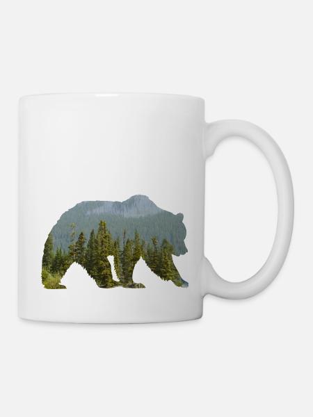 Ours dans la forêt montagneuse Silhouette - Mug blanc - blanc