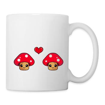 Pilz Paar Liebe Comic - Tasse - Weiß - Rechts