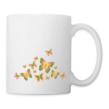 Schmetterling Falter Insekten Frühling Sommer bunt - Tasse - Weiß - Rechts