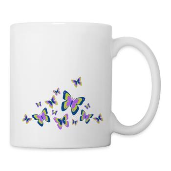 Schmetterling Falter Insekten Frühling Sommer bunt - Tasse - Weiß - Rechts