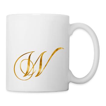 Lettre dorée W au design vintage - Mug blanc - blanc - Droite
