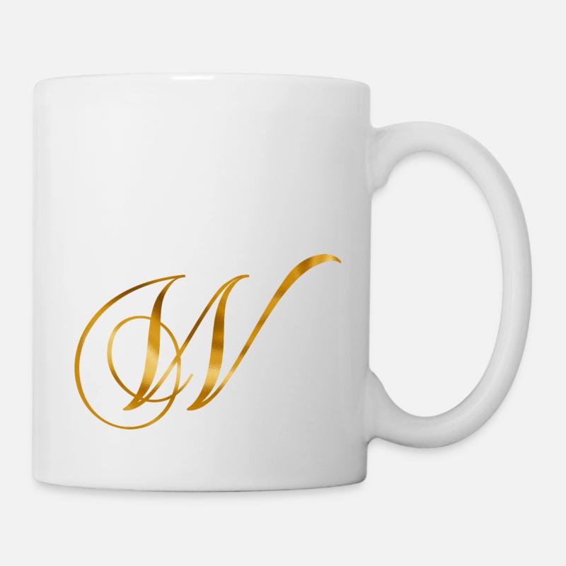 Lettre dorée W au design vintage - Mug blanc - blanc