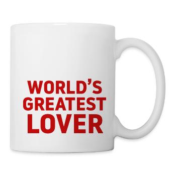 World's greatest Lover Orgasmus Macho Angeber geil - Tasse - Weiß - Rechts