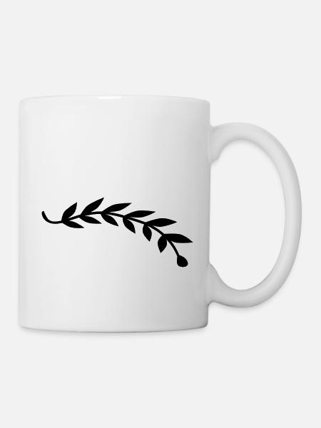 Lorbeerblatt Pflanze Ast - Tasse - Weiß