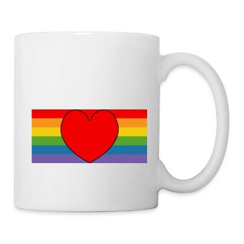 rainbow flag with heart LGBT lgbtqi queer - Mug - white - Right