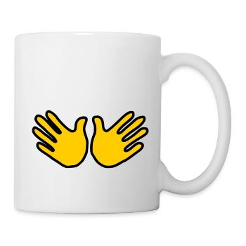 Emoji Hand offen Skizze Farbe - Tasse - Weiß - Rechts