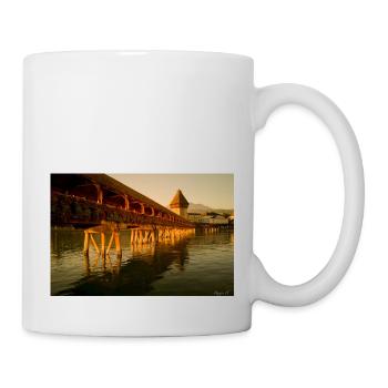 Vintage Chapel Bridge with Pilatus Poster - Mug - white - Right