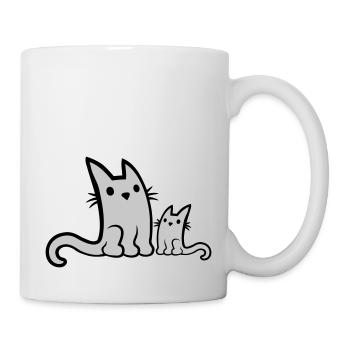 Niedliche kleine Katzen Familie - Tasse - Weiß - Rechts