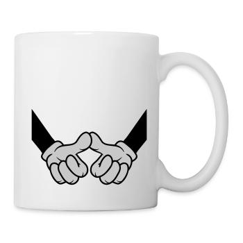 Thumbs touch welcome friends - Mug - white - Right