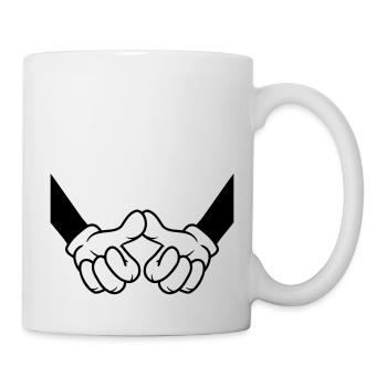 Greeting thumbs touch friends - Mug - white - Right