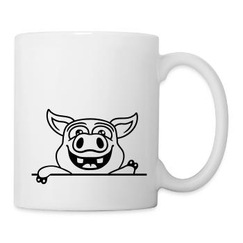 Sympathique cochon d’écurie ondulant - Mug blanc - blanc - Droite
