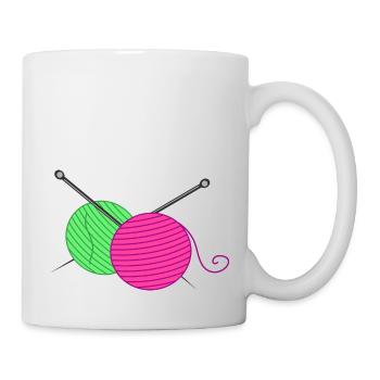 Knitting Needles and Wool Balls - Mug - white - Right
