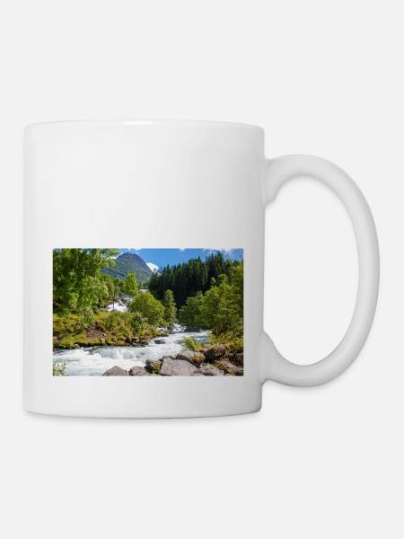 Geiranger panorama Storseterfossen Norvège - Mug blanc - blanc
