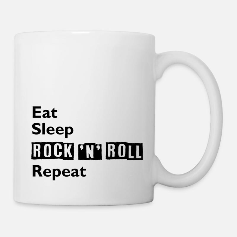 Manger - Dormir - Rock 'n' Roll - Répéter - Mug blanc - blanc