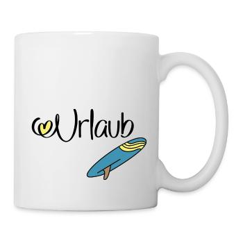 Urlaub mit Surfbrett - Tasse - Weiß - Rechts