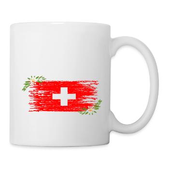 Schweizer Flagge - Tasse - Weiß - Rechts