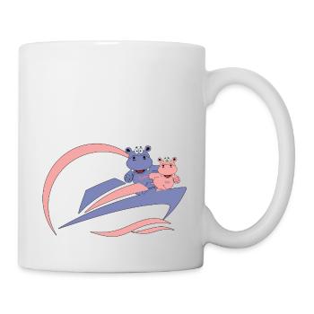 yacht nilpferd hippo kind baby rosa blau boot - Tasse - Weiß - Rechts