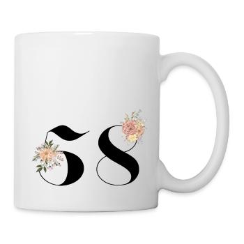 Blumen zum 58-jährigen Jubiläum (Geschenk von 58 Jahren) - Tasse - Weiß - Rechts