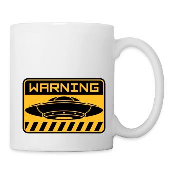 Warning Schild fliegende UFOs - Tasse - Weiß - Rechts